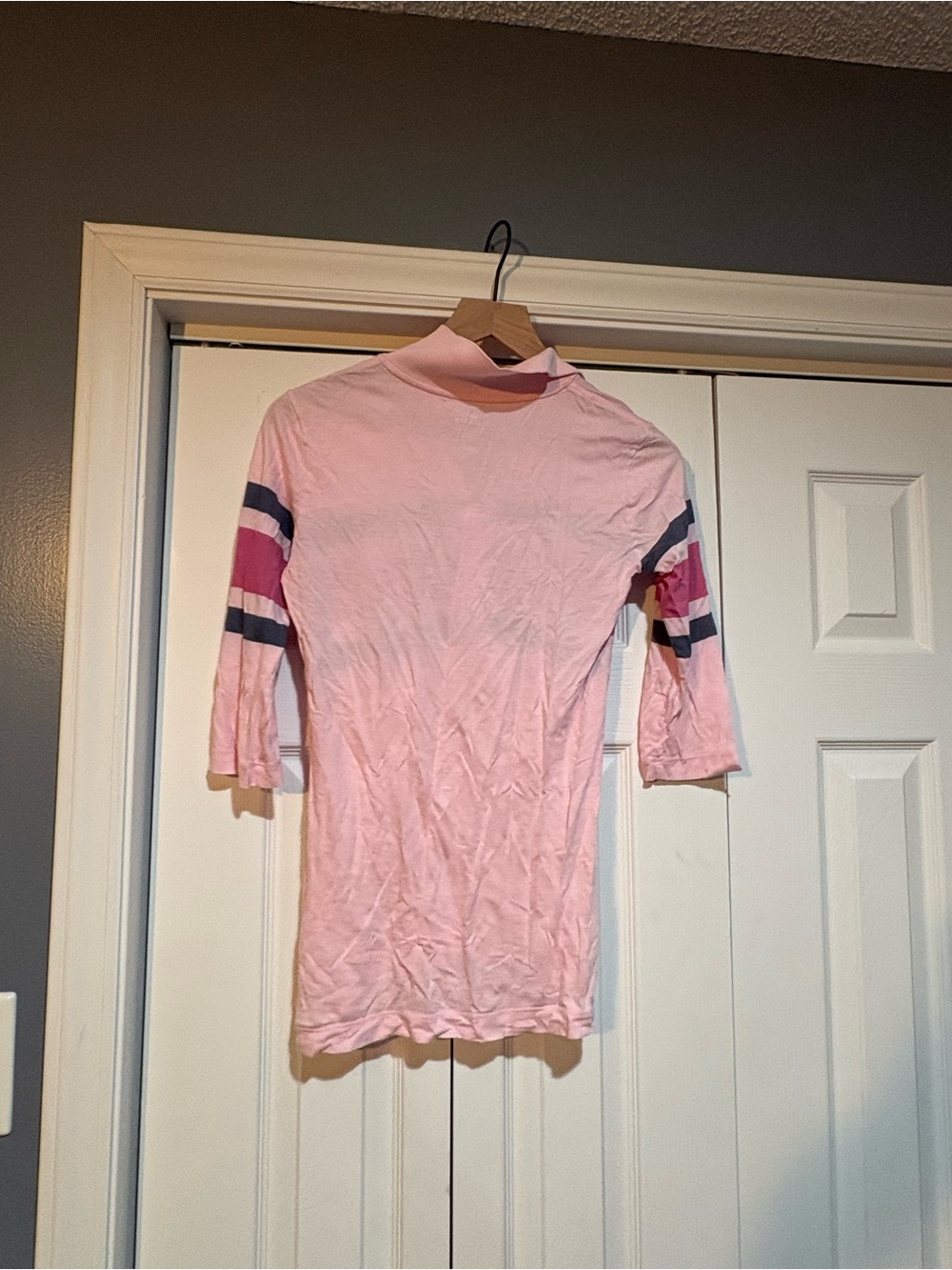 Viintage Lacoste Pink Polo with Navy and Magenta Stripes - Picture 4 of 11